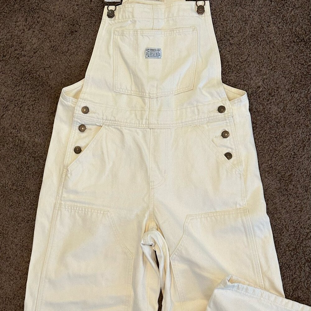 Levi White Jean Overalls